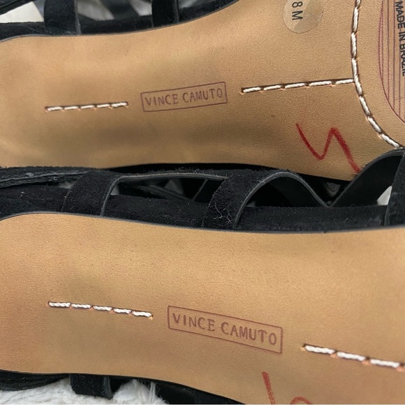 Vince Camuto Prisintha Leather Suede Black Cutout Cage Strappy Heels New Size 8 - Picture 11 of 12